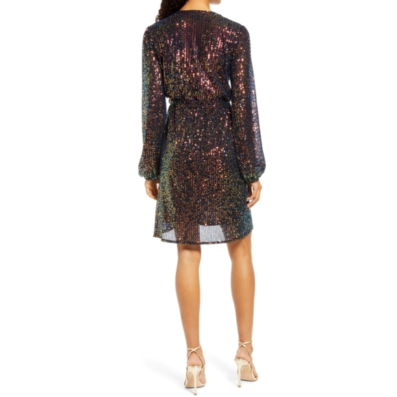 Fraiche by J Sparkling Sequined Wrap Dress - Picture 2 of 10